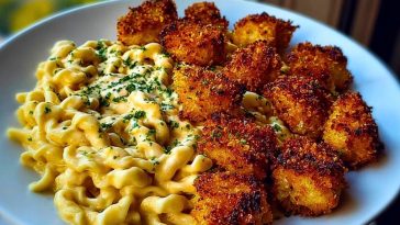 Parmesan Crusted Chicken Bites & Smoked Cajun Alfredo Gemelli