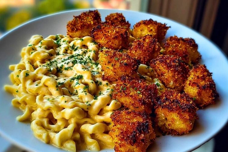 Parmesan Crusted Chicken Bites & Smoked Cajun Alfredo Gemelli