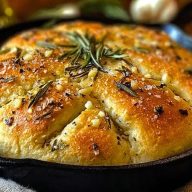 Rustic Garlic Rosemary Skillet Bread