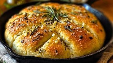 Rustic Garlic Rosemary Skillet Bread