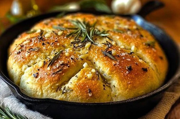 Rustic Garlic Rosemary Skillet Bread