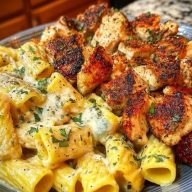 Spicy Cajun Chicken Rigatoni with Velveeta Garlic Cream Sauce