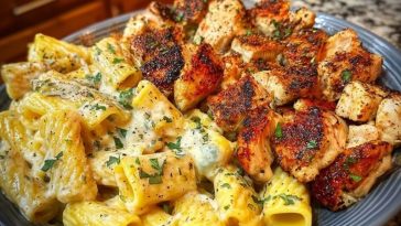 Spicy Cajun Chicken Rigatoni with Velveeta Garlic Cream Sauce