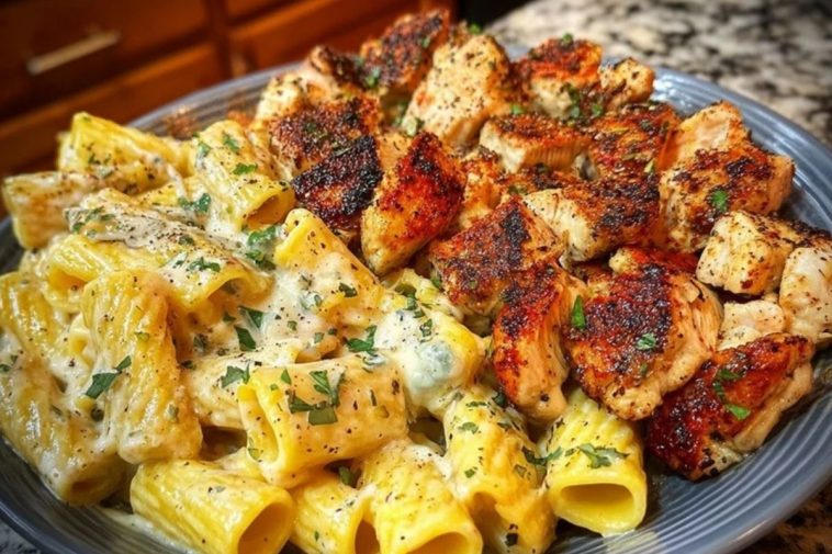 Spicy Cajun Chicken Rigatoni with Velveeta Garlic Cream Sauce