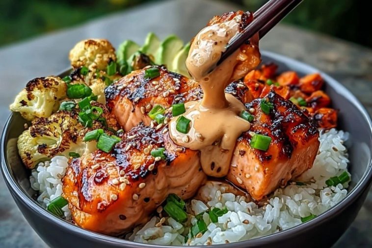 Sriracha Honey Salmon Bowls