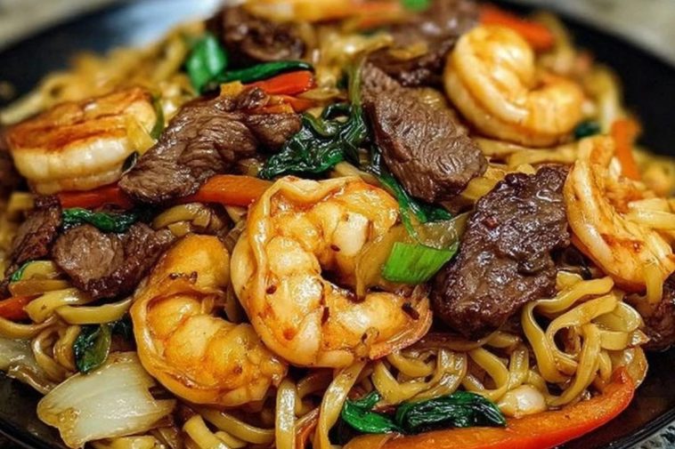 Steak & Shrimp Stir-Fried Noodles