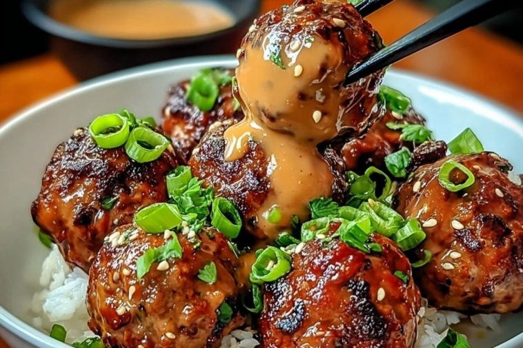Sticky Korean BBQ Meatballs with Gochujang Glaze