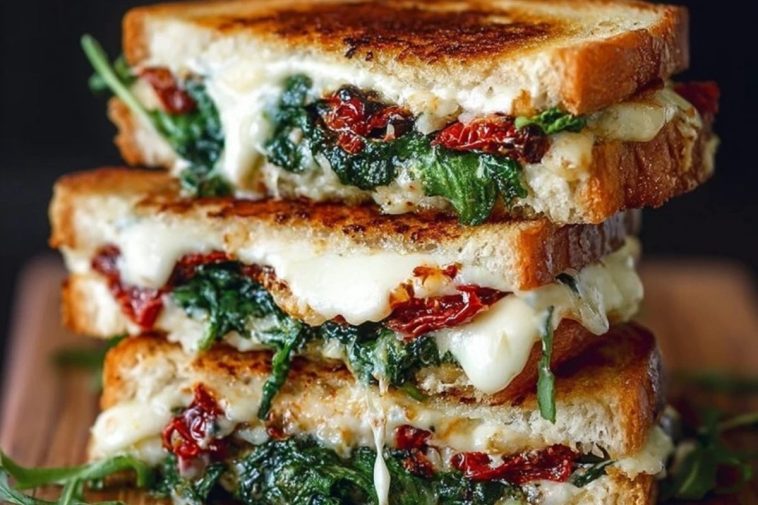 Sun Dried Tomato Spinach and Ricotta Grilled Cheese