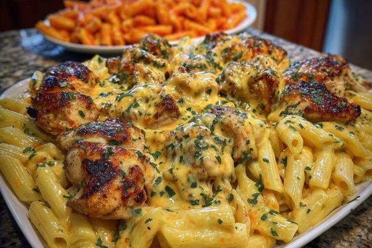 Velveeta Chicken Penne in Creamy Mozzarella Garlic Cheese Sauce