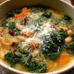 White Bean & Greens Soup with Kale, Spinach, and Parmesan