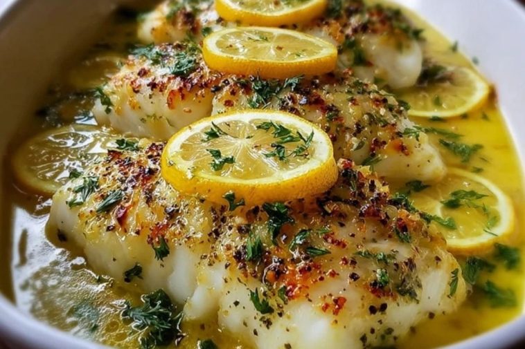 Baked Lemon-Garlic Cod with Butter Sauce