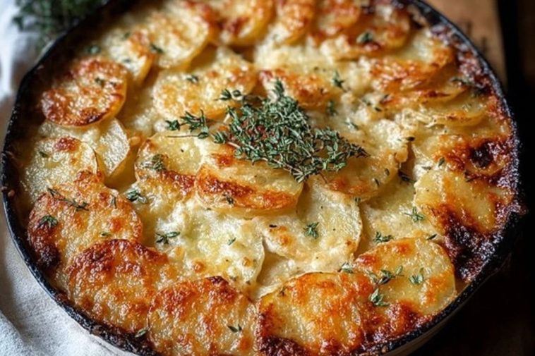 Crispy Parmesan and Gruyere Potato Gratin