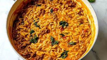Delicious Ground Beef Orzo with Tomato Cream Sauce