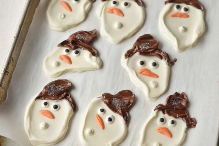 Melted Snowman Chocolate Bark
