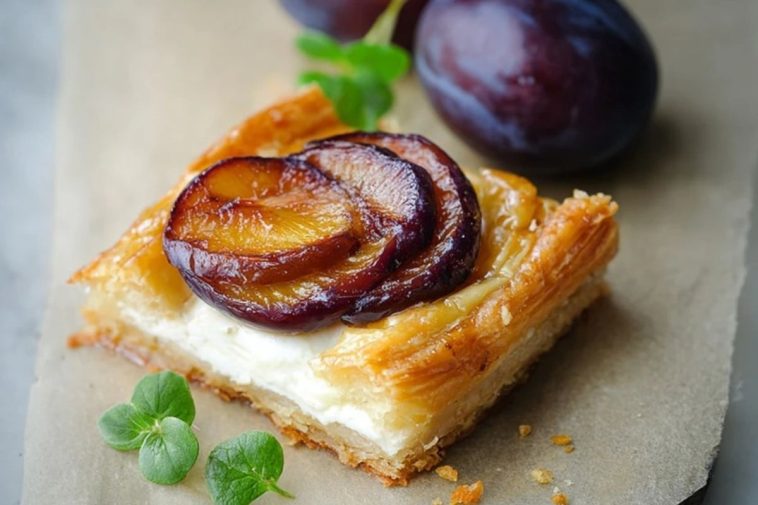 Plum & Cheese Puff Pastry Tarts