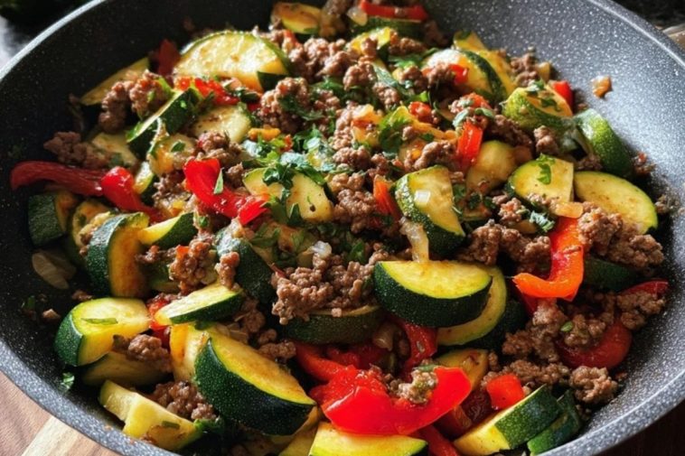 Quick Mediterranean Ground Beef and Veggie Stir Fry