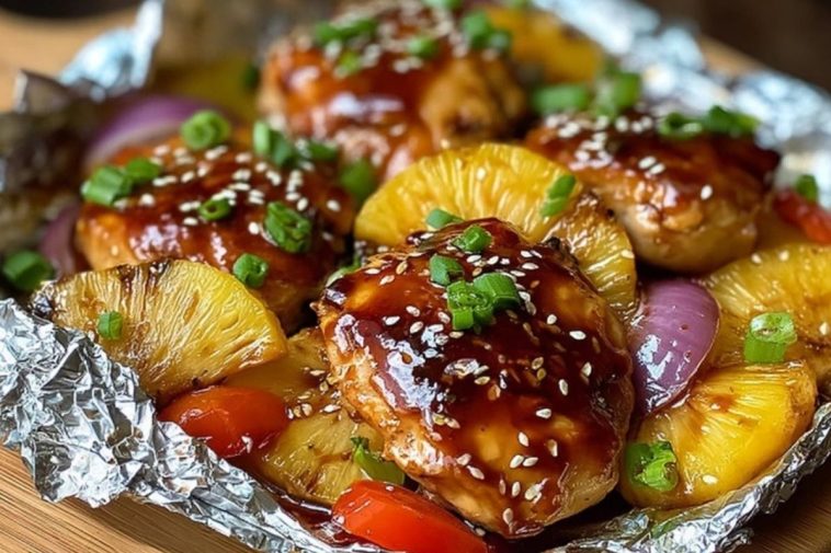 Teriyaki Chicken and Pineapple Foil Packets